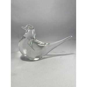 Clear Art Glass Bird Handmade Long Tail